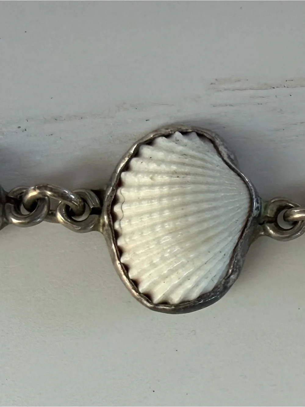 Sterling Silver Turquoise Shell Link Bracelet - Blue